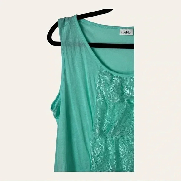 0867. CATO LACE TANK BLOUSE SIZE‎ X-LARGE AQUA IN COLOR LIGHTWEIGHT - Picture 3 of 9
